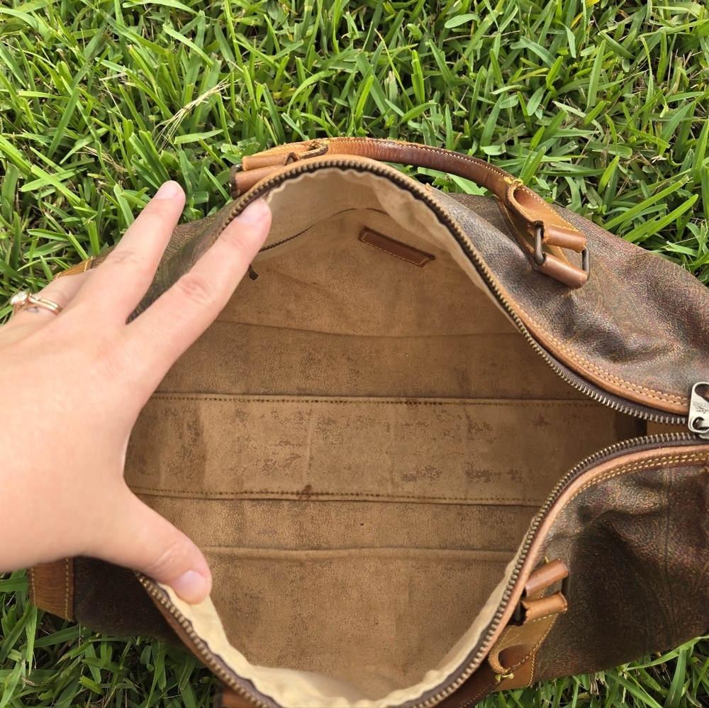 Etro Vintage 16” Travel Duffle Bag – Paisley & Leather – Rehab Project - Picture 14 of 15